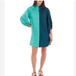 Crosby Mollie Burch SZ XS Colorblock Olive dress colorblock green shirtdress